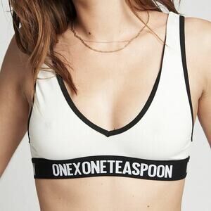 One Teaspoon White Black V-neck Bralette NEW Extra Extra Small XXS
